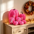 thumbnail image 3 of 7Pcs Simulation Pumpkin Ornament, Lifelike Hot Pink Pumpkin Model with Pink Ribbon, Funny Desktop Ornament for Fall Harvest Halloween Thanksgiving Decor, 3 of 6