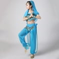 thumbnail image 4 of SERTG Girls Long Sleeve Sequin Top and Cuffed Pants Set Elastic Waist with Accessories Fall Winter Dance Performance Outfit(Sky Blue,13-15 Years), 4 of 7
