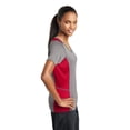 thumbnail image 3 of Sport-Tek Ladies Heather Colorblock Contender V Neck Tee-4XL (Vintage Heather/ True Red), 3 of 6
