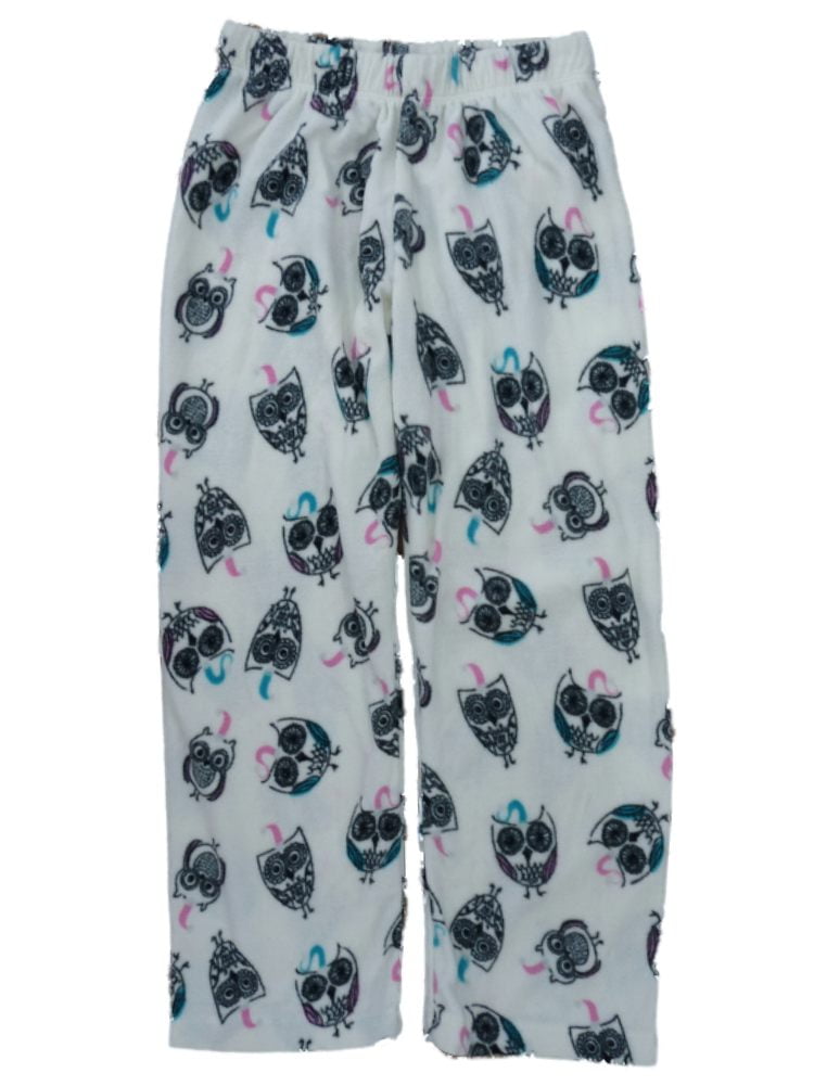 JCP Girls Ivory Fleece Sleep Pants Owl Print Pajama Bottoms Lounge S