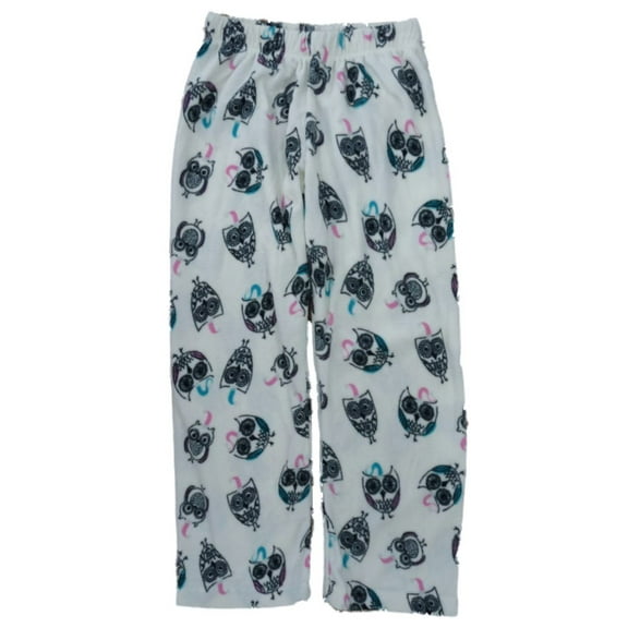 Girls Ivory Fleece Sleep Pants Owl Print Pajama Bottoms Lounge S