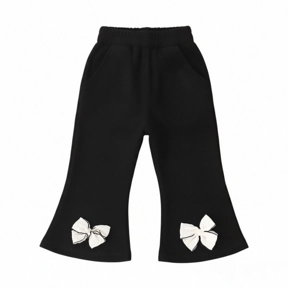 Ticikt Little Girls Flare Full Length Pants Toddler Ribbed Casual Bell Bottoms Bootcute Leggings