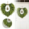 thumbnail image 2 of Heart Shaped Christmas Wreath 20 Inch - Real Touch Artificial Cedar Wreath with Vintage Bells for Front Door, Indoor Outdoor Xmas Wall Hanging Decor, 2 of 6