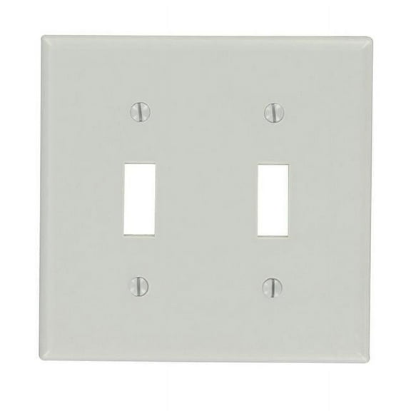 Leviton 013-87009 4.56 x 4.5 in. 2 Gang Standard Gray Toggle Wall Plate, Gray