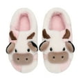 thumbnail image 5 of Cow Cute Cozy Fuzzy Slippers For Women Winter Warm Plush Comfy Indoor Outdoor Slippers Beige 34, 5 of 6