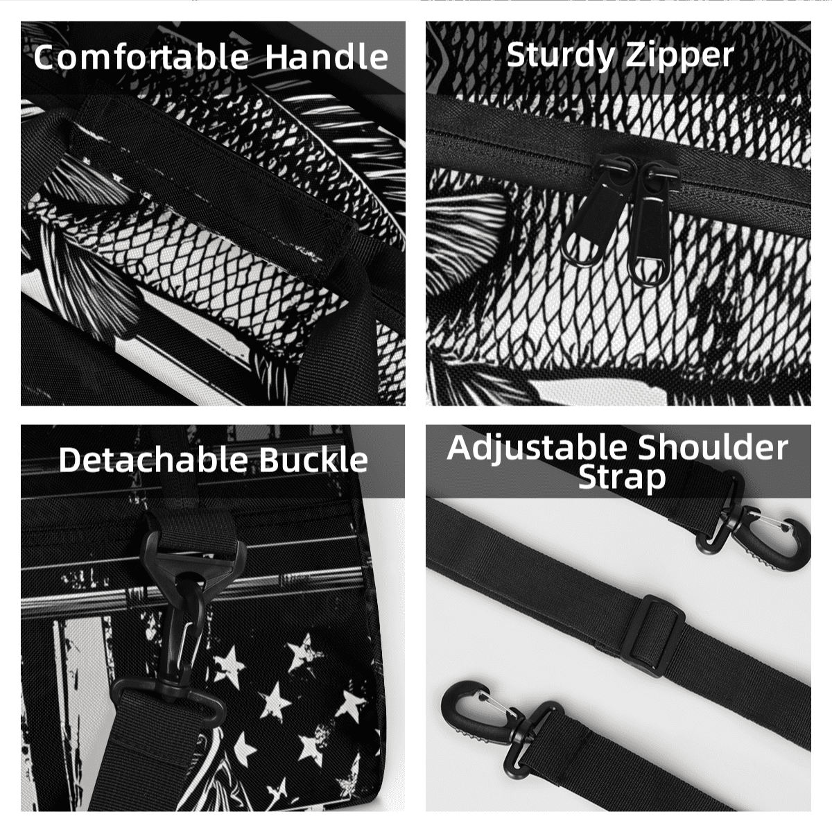 Herdesigns American Flag Sports Duffle Bags Travel Duffle Bag Gym Bag Bass Fish Weekender Travel Bag Waterproof Overnight Bag Carry On Travel Tote Bag Dance Bags