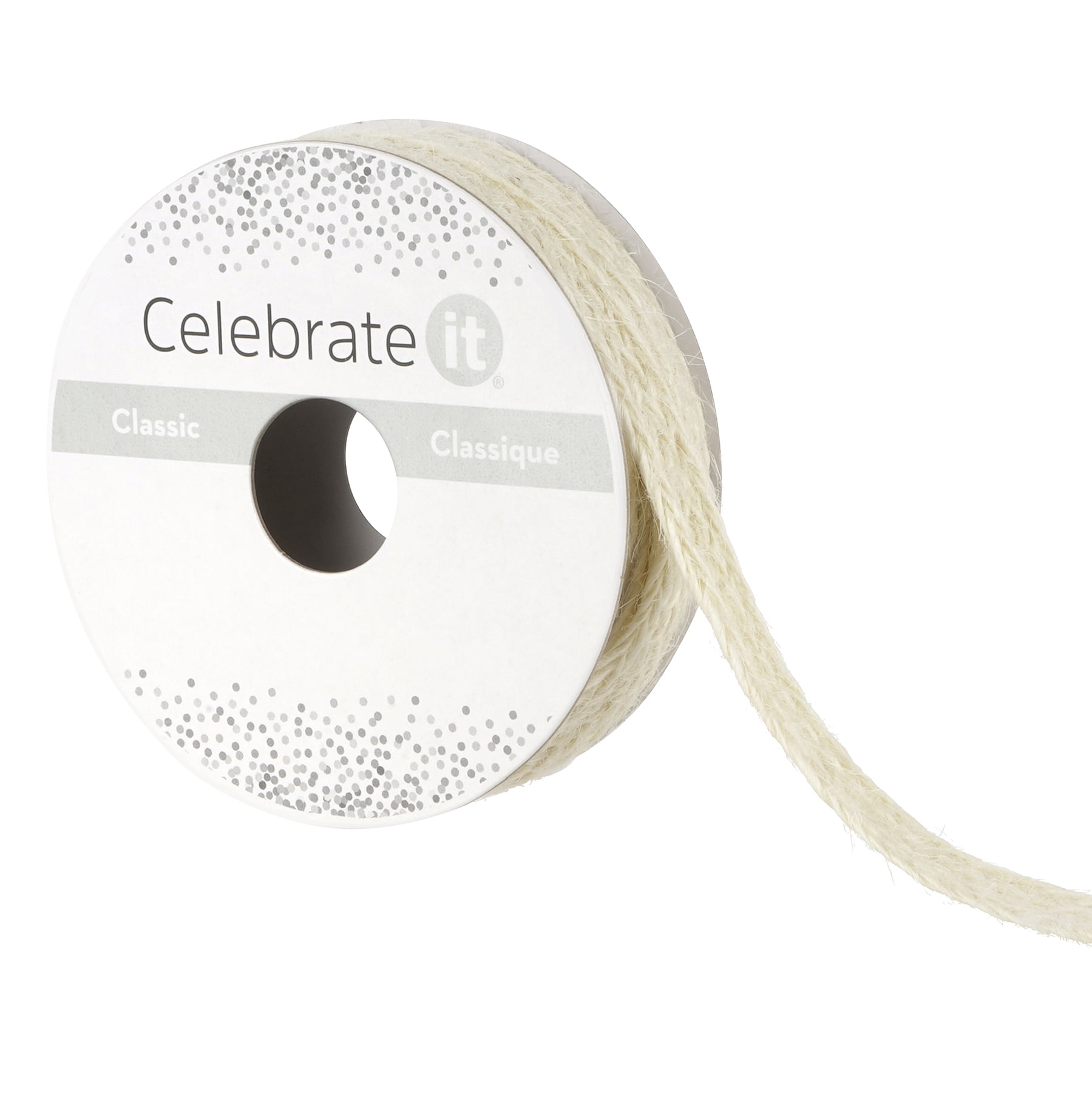 Celebrate It 7/16" x 7yd. Ivory Jute Ribbon - Braided, Non-Wired, Ideal for Gift Wrapping, Baskets & Rustic Decor, 12 Pack