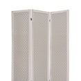 thumbnail image 2 of Benzara BM26552 3 Panel Transitional Fabric Screen with Floral Details, Brown, 2 of 3