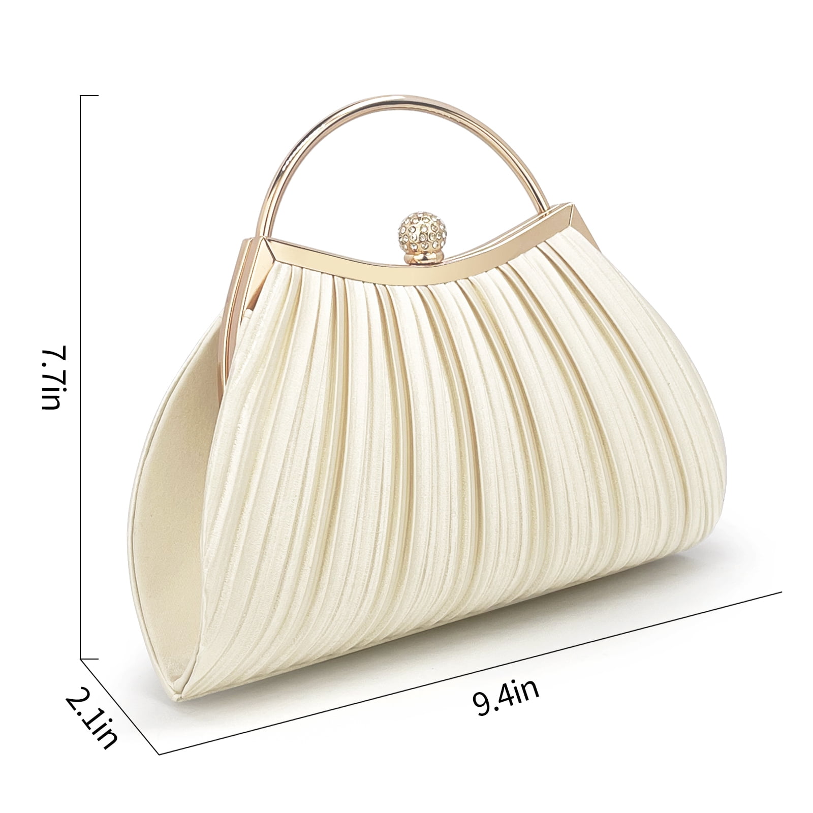 Clutch Purses for Women Evening Bags Party Clutches Handbag With Detachable Chain Strap for Cocktail Party Black Wedding Purses with Pleated