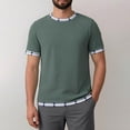 thumbnail image 4 of DIOAZUD Men's T-Shirts Casual Waffle Short Sleeve Crewneck Tee Shirts Loose Fit Color Block Pullover Shirt Army Green XL, 4 of 5