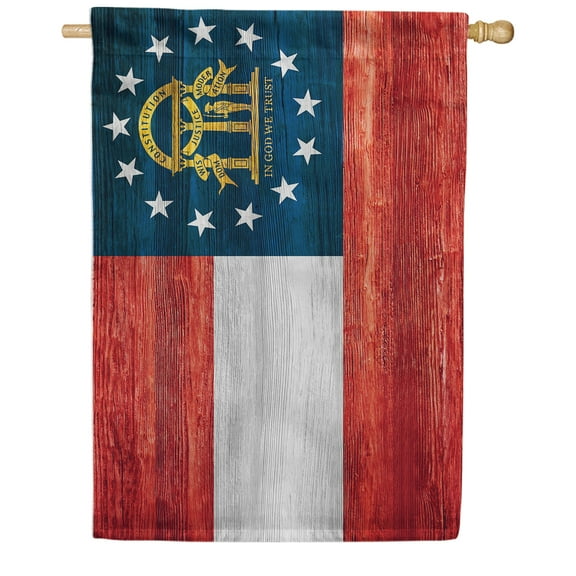 America Forever Georgia State Flag 28 x 40 Inch Double Sided Outdoor Yard Decorative USA Vintage Wood State of Georgia House Flag, Made in the USA
