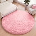 thumbnail image 4 of Nefoso 4ft x 4ft Round Area Rug, Soft Fluffy Circle Rug Shag Round Rugs for Living Room Bedroom Indoor Home Decor, Pink, 4 of 11