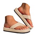 thumbnail image 1 of 2DXuixsh Women's Platform Flip Flops Solid Color Height Increasing Beach Sandals with Rhinestones Stylish Simple EVA Slides Size 8, 1 of 5