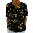 thumbnail image 2 of Bovemsi Women's Short Sleeved T Shirt V Neck Top Fashionable Casual Short Sleeved Shirt, Yellow Women's Summer Short Sleeve T-Shirts, XL, 2 of 9