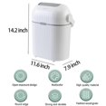 thumbnail image 2 of Bathroom Wastebasket with Lid, Plastic Wastebasket with Handle, Rectangular Slim Wastebasket Wastebasket for Living Room, Bedroom, Kitchen (White), 2 of 5