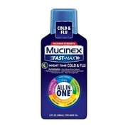 Mucinex Fast Max Maximum Strength Night Time Cold and Flu Liquid 6 Oz