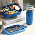 thumbnail image 4 of Fiambrera portátil con botella de agua | Caja bento apta para microondas con compartimentos y utensilios | Recipiente hermético para preparar comidas, ideal para estudiantes y oficinistas, 4 of 6