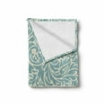 thumbnail image 2 of Blue and Beige Soft Flannel Fleece Throw Blanket, Antique Baroque Style Vintage Flower and Leaf Motifs with Curls, Cozy Plush for Indoor and Outdoor Use, 50" x 70", Pale Blue and Beige, by Ambesonne, 2 of 6