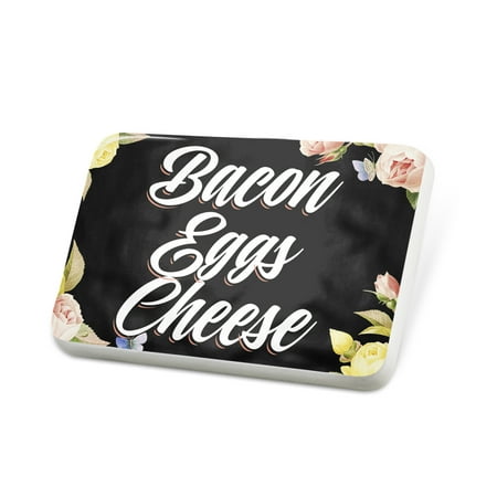 Porcelein Pin Floral Border Bacon Eggs Cheese Lapel Badge –