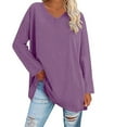 thumbnail image 2 of TODOZO Women's Oversized T Shirts V Neck Tees Summer Long Sleeve Casual Comfy Cozy Tunic Tops Loose Fit Shirts Solid Basic Tops Womens Long Sleeve Tops Oversized T Shirts Striped Shirts Round Neck, 2 of 5