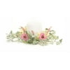 Pack of 6 Pastel Poppy and Hydrangea Flower Candle Wreaths with Foliage 17"