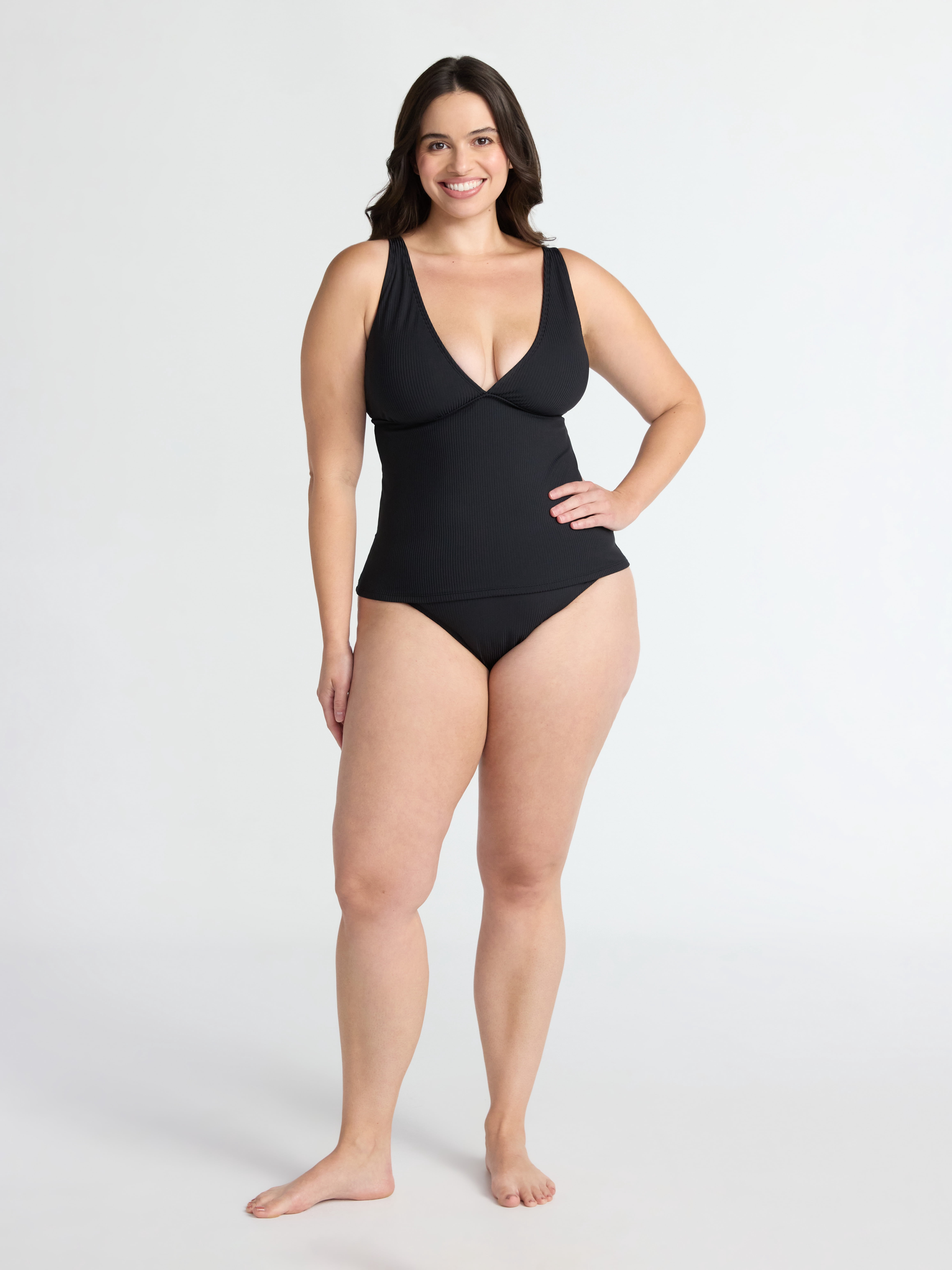 Time and Tru Women's and Women’s Plus V Neck Tankini Top, Sizes XS-2X