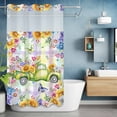 thumbnail image 6 of Spring Floral No Hooks Shower Curtain with Snap-in Liner Green Truck Watercolor Colorful Flowers Butterfly Rainbow Plaid Shower Curtains for Bathroom, Waterproof, Easy Install, Washable 36"x78", 6 of 9