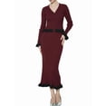 thumbnail image 3 of Womens Sweater Sets 2 Piece Outfits Sweater Skirt Set Wine Red S, 3 of 8