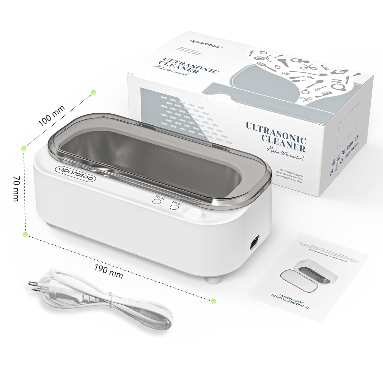 Ultrasonic Jewelry Cleaner, 12oz 48khz Professional Ultrasonic Cleaning Machine for Jewelry Eyeglasses Watches Rings