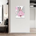 thumbnail image 4 of Black Girl Pink Canvas Wall Art African American Painting Wall Decor Fashion Women In Paris Eiffel Tower Pictures Modern Framed Prints Artwork for Girls Room Bathroom Bedroom 12"x16", 4 of 6