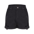 thumbnail image 5 of MYAOYI Jeans for Women Ripped Distressed Black Denim Shorts Mid Waist Stretchy Cuffed Edge Casual Summer Jean Shorts, 5 of 6