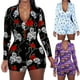 thumbnail image 2 of Body Sexy con cuello en V para mujer, ropa de dormir con botones, pelele corto, ropa de casa, chándal, pijama, leotardo, mono de manga larga, 2 of 4