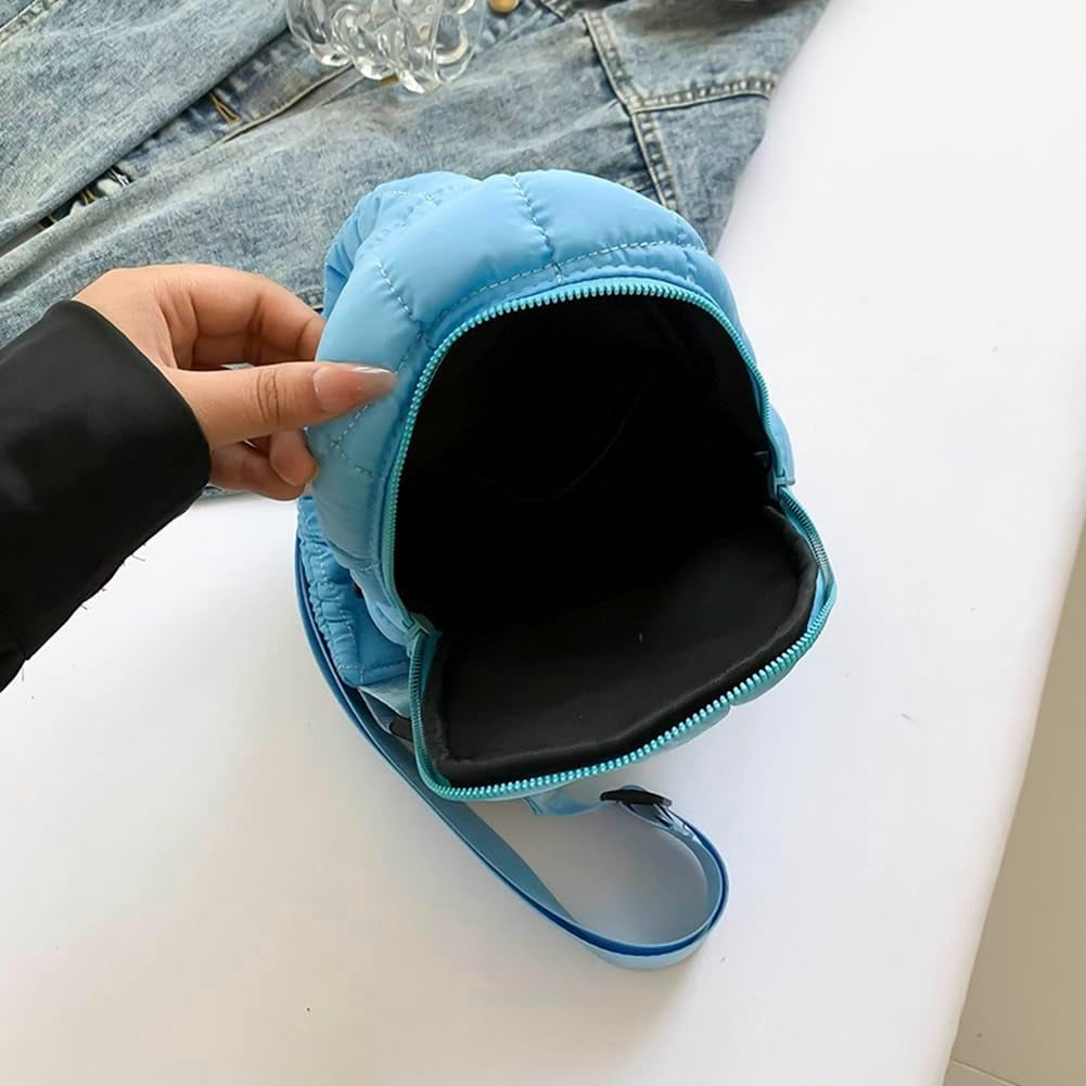 HMSHA Sling Bag Puffy Crossbody Purse for Women Fanny Pack Chest Bag Puffy Waist Bag