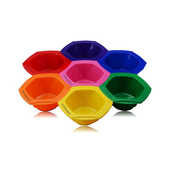 Framar Multi-Colored Connect and Color Bowl Set – Mixing Bowls for Hair Color, Hair Bleach, Hair Dye, Coloring Set - 7 Pack