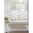 thumbnail image 3 of Half Window Curtains 24 Inches Long, Spring Floral Window Treatment Curtain Drapes, Butterfly Summer Botanical Watercolor Short Curtains Tiers for Kitchen Over Sink, 27.5"x24", 2 Panels, 3 of 7