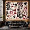thumbnail image 6 of Zebra Cowboy Boots Among Pink Bows and Cherries, Playful Maximalist for Western Fans, Cowgirl Wall Decor, Birthday Gift, Tapestry Wall Hanging for Teen Bedroom and Dorm, 6 of 7