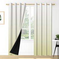 Nanqianyi Light Yellow White Ombre Blackout Curtains for Bedroom/Living Room, Energy Efficient Thermal Insulated Grommet Window Drapes 52" Wx84" L 2 Panels
