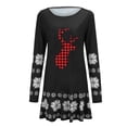 thumbnail image 4 of Tarmeek Christmas Dress,Ugly christmas Sweater Women's Casual Christmas Printed Round Neck Ruffle Hem Long Sleeve Dress Xmas Gifts for Women, 4 of 5
