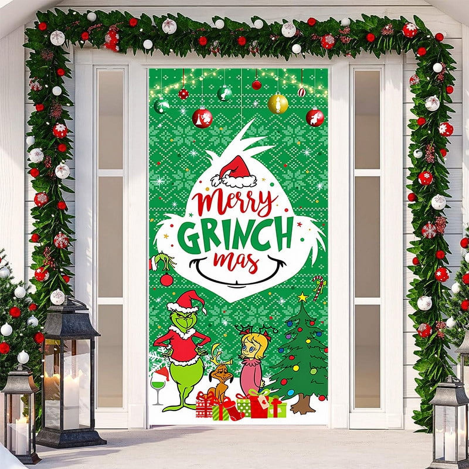 Décoration De Noël Pour Coin De Porte En Bois Hêtre - 2 Parties Avec Adhésifs, Motifs Père Noël, Renne Ou Grinch, 5mm D'épaisseur