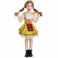 thumbnail image 1 of Huvoen Robe de Bal à Manches Courtes Oktoberfest Col Rond Smockée à Nouer Ligne A Volants Fluide Halloween Jaune P, 1 of 5