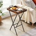 thumbnail image 3 of VECELO Folding TV Tray Table with 2 Removable Serving Trays for Eating at Couch, Collapsible & Space Saving, Brown, 3 of 10