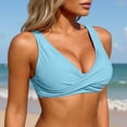 thumbnail image 3 of Bikini Tops for Women Twist Front V Neck Push Up Padded Swimsuit Top Bathing Suit Tops, 3 of 7