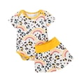 thumbnail image 1 of Gibobby Mameluco niña Traje de pantalones para niñas pequeñas Manga corta Cuello redondo Estampado de leopardo Tops Pantalones cortos de verano(Amarillo, 6-9 Meses), 1 of 5