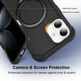 thumbnail image 3 of Allytechgroup Military-Grade Shockproof iPhone 16 Case, MagSafe-Compatible Apple iPhone 16 Cover with Magnetic Back Cover & Built-in Ring Holder Kickstand for Car Mount Phone Case,Black, 3 of 7