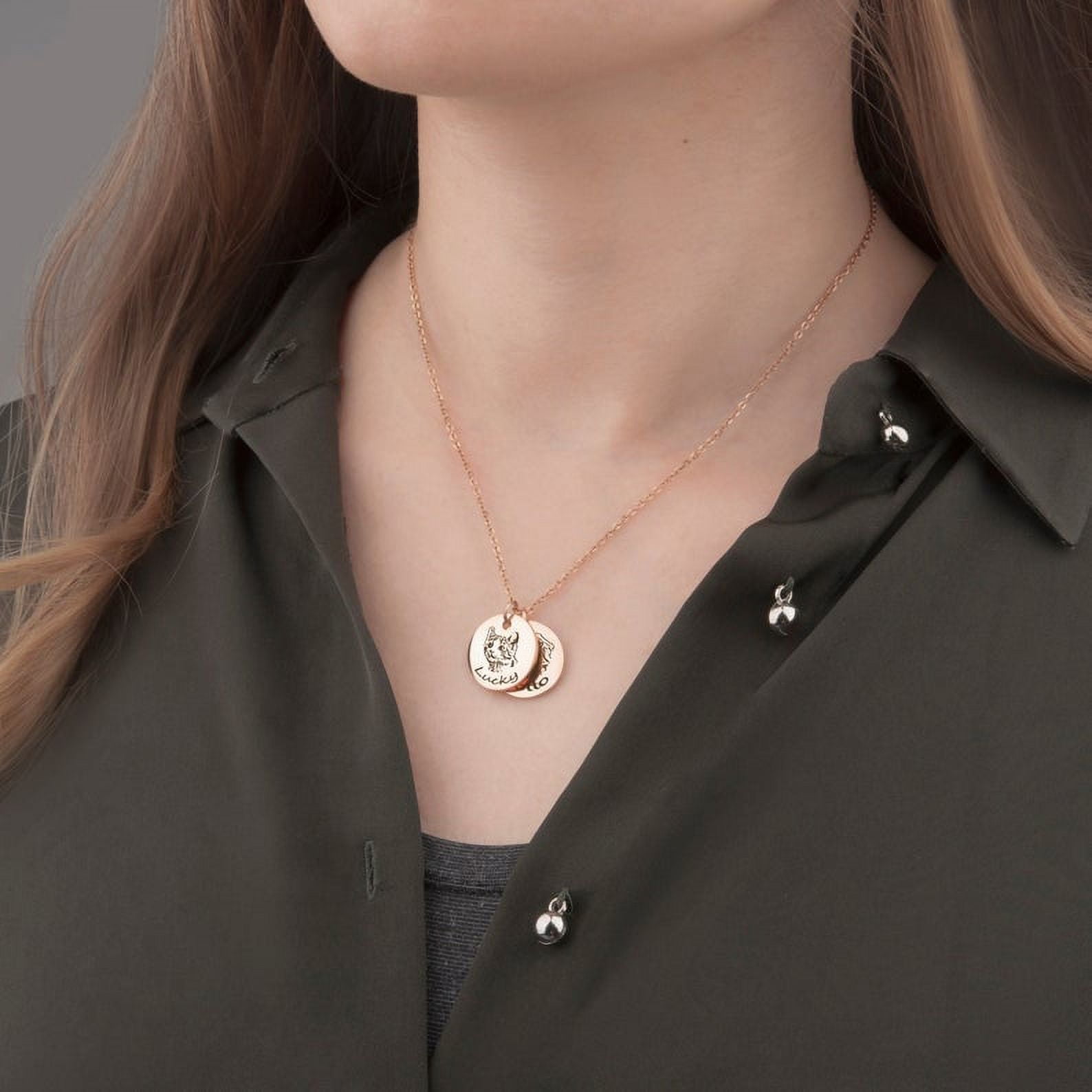Personalized Silver Disc Pet Picture Portrait Necklace - Stainless Steel - Cat Dog Pet Necklace -Mother's Day Gift for Mom - Ships Next Day!