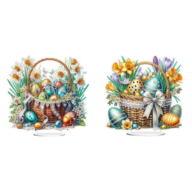 Kit Arte Diamante Escritorio Con Forma Especial Pascua para Adultos Principiantes (huevo Cesta 4)