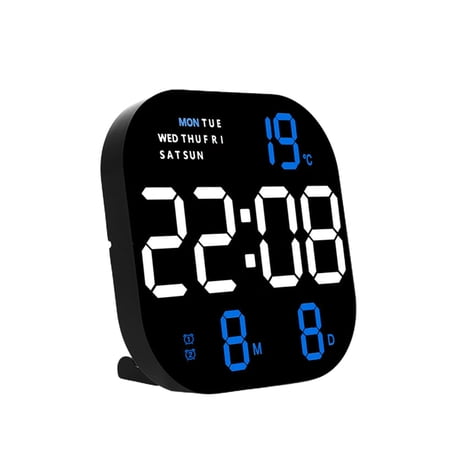 NEXAVKPR 10.5 Inch Wall-mounted Digital Wall Clock Remote Control Temp Date Week Display
