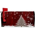 thumbnail image 2 of Magnetic Mailbox Cover Chrisatmas Tree Snowflakes Decorative MailWraps, Red Wooden Background Mailbox Post Box Cover Oversized 25.4X 20.78 inch, 2 of 6