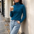 thumbnail image 6 of Sweaters for Women Raglan Long Sleeve Slim Fit Knit Layering Turtleneck Sweater,Basic Solid Color Soft Warm Pullover Top for Daily Casual Wear, 6 of 8