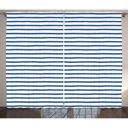 Harbour Stripe Curtains 2 Panels Set Horizontal Nautical Stripes